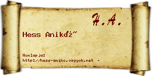 Hess Anikó névjegykártya